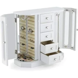 Joyero Hecho de madera maciza con organizador de 5