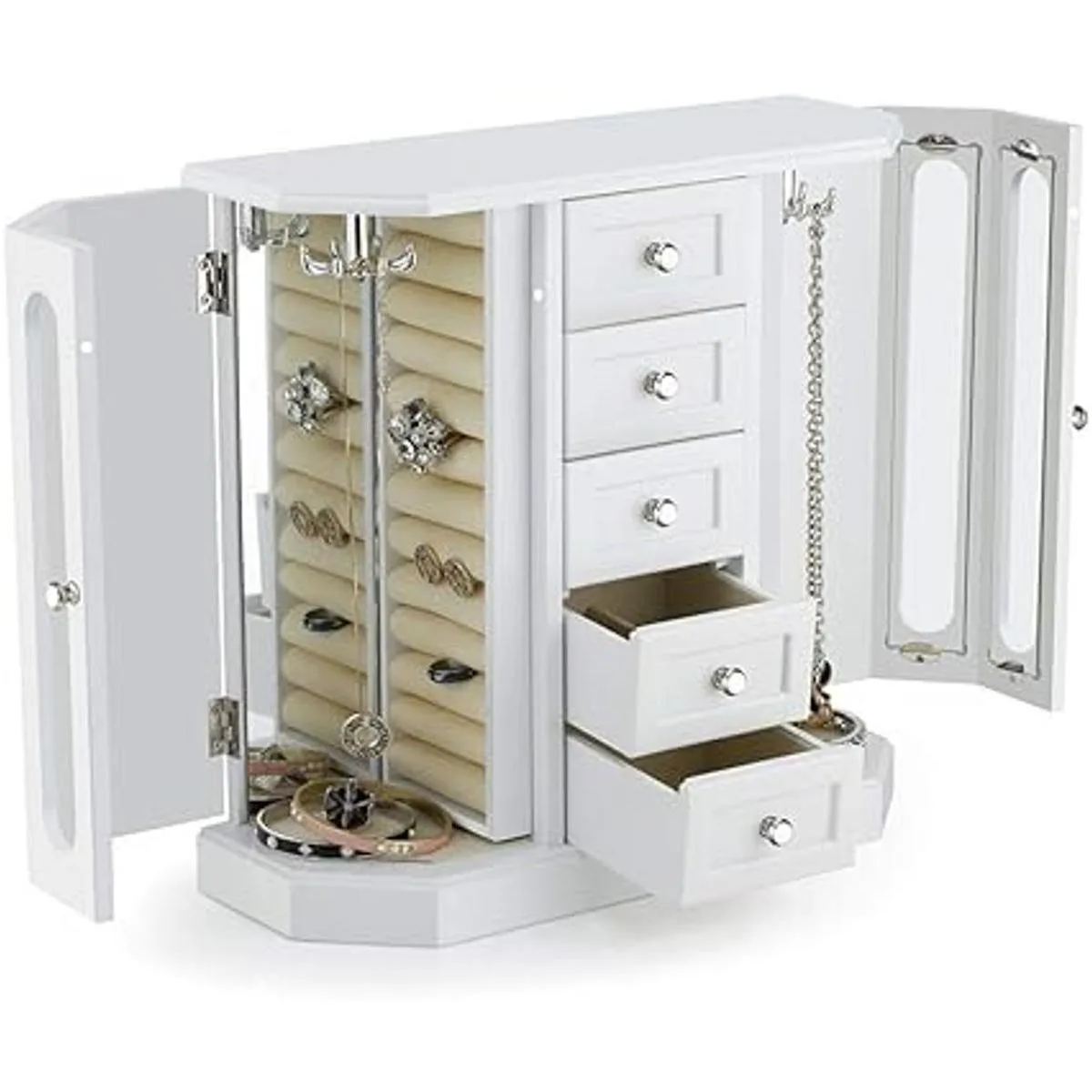 Joyero Hecho de madera maciza con organizador de 5