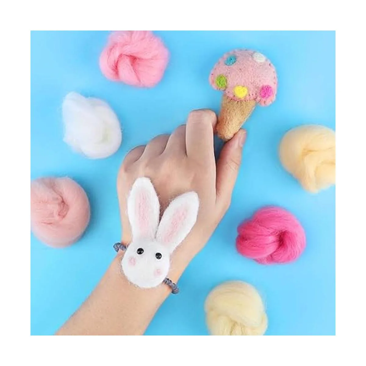 Habbi Lana de fieltro de aguja de 100 colores lana de