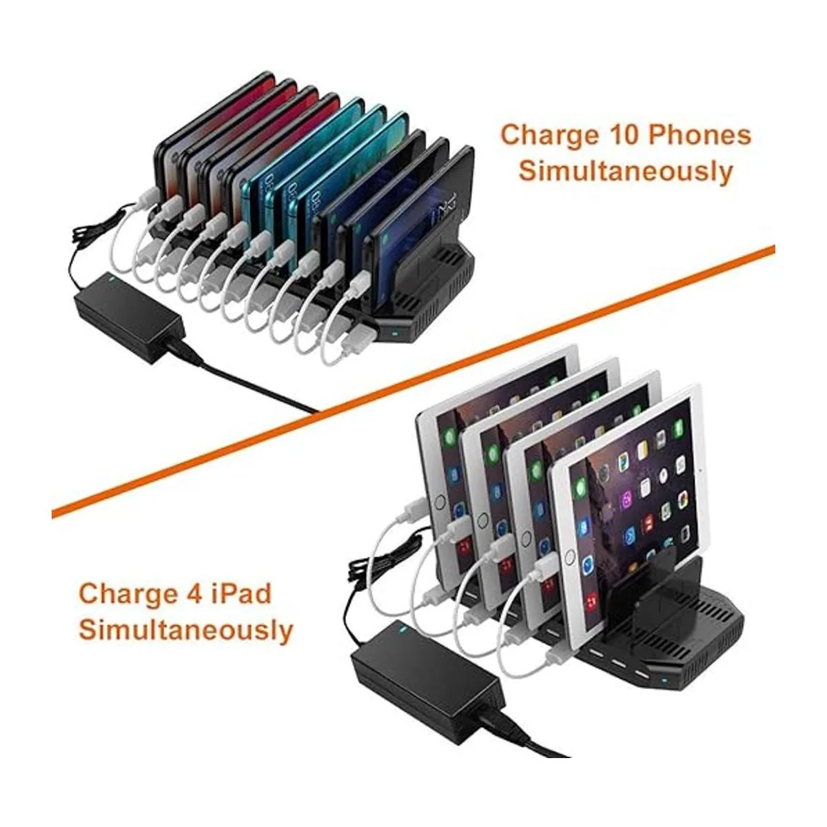 Alxum Estación de carga USB de 60 W y 10 puertos estación_3