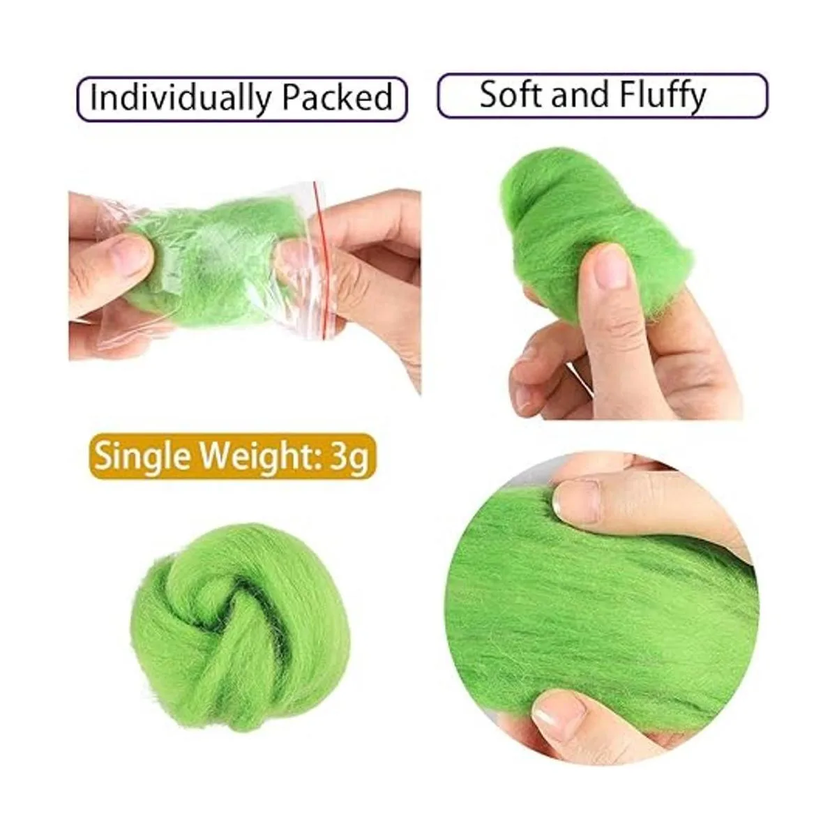 Habbi Lana de fieltro de aguja de 100 colores lana de