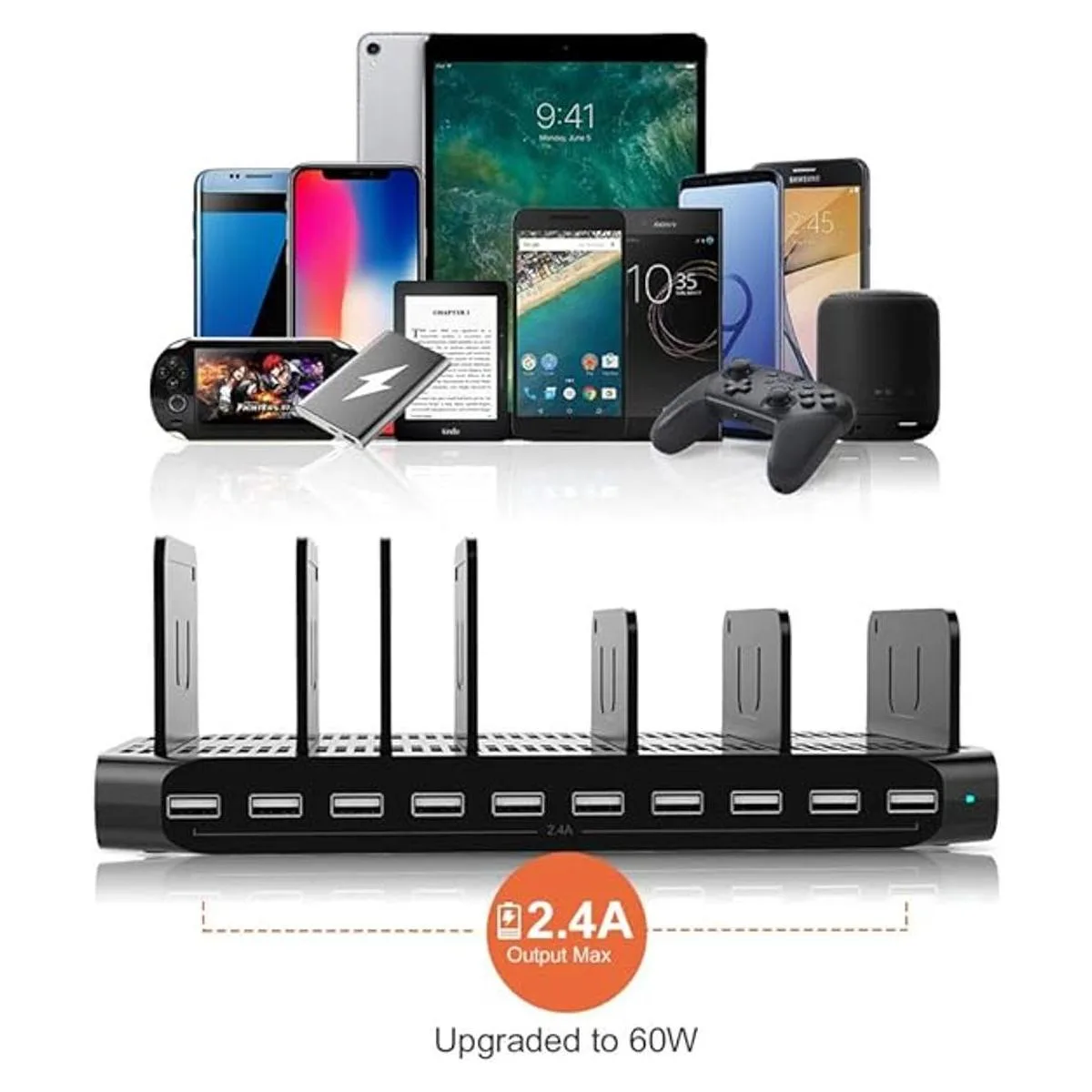 Alxum Estación de carga USB de 60 W y 10 puertos estación_2