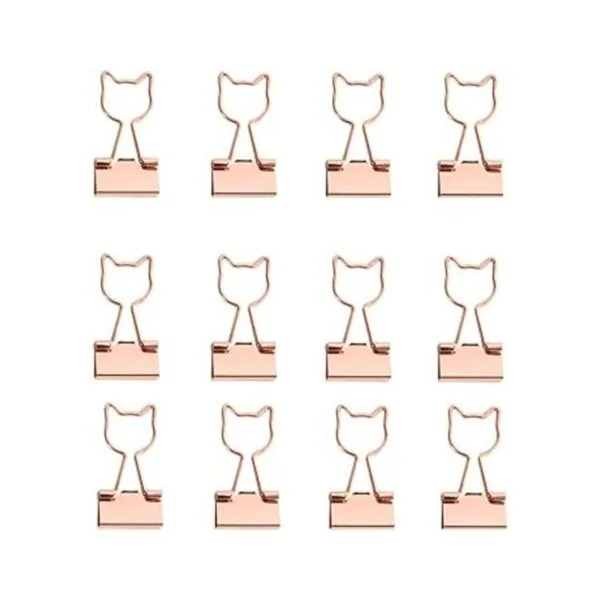 Clips de metal de oro rosa con forma de gato lindo de 34_3