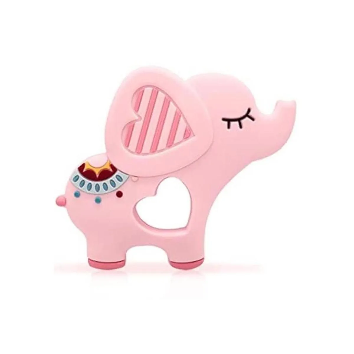 Bigspinach Mordedores de elefante rosa suave para bebés_1