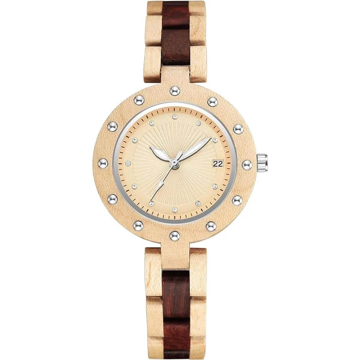 GORBEN Reloj de pulsera de madera de bambú para mujer_1
