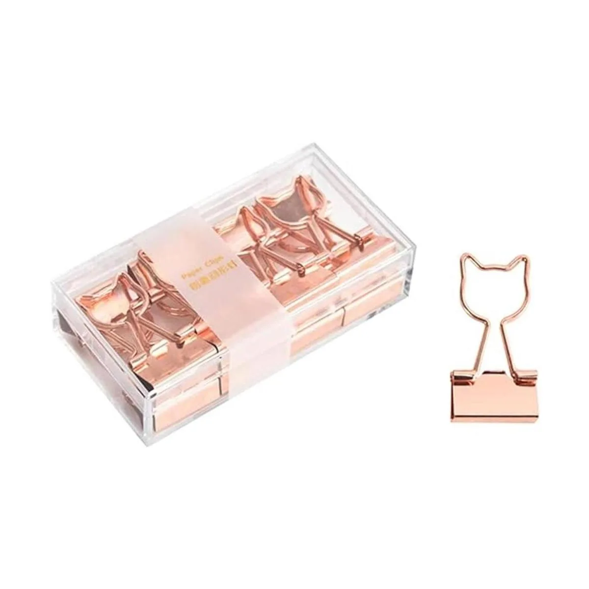 Clips de metal de oro rosa con forma de gato lindo de 34_1