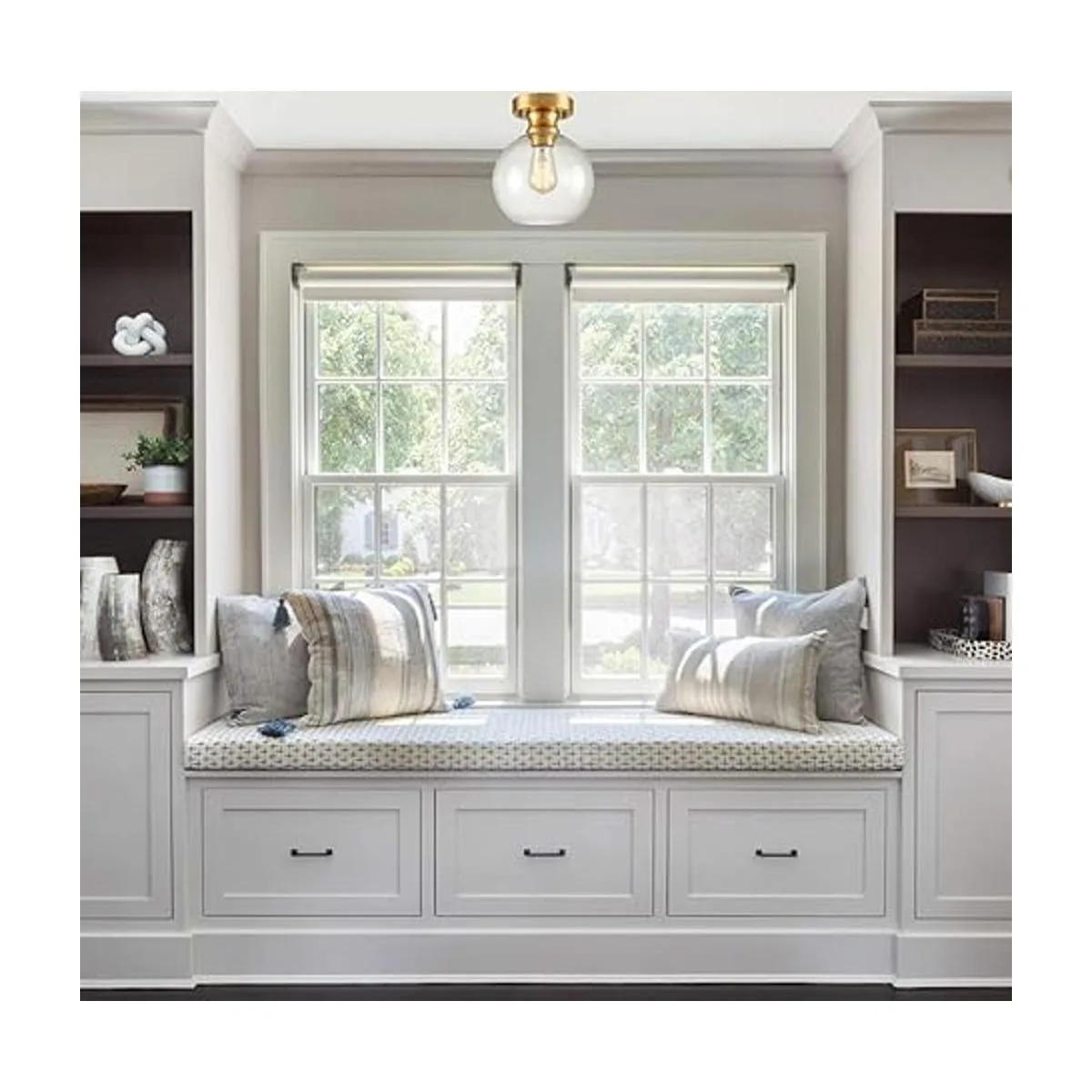 AXILAND Lámpara de techo dorada con pantalla de cristal de_4