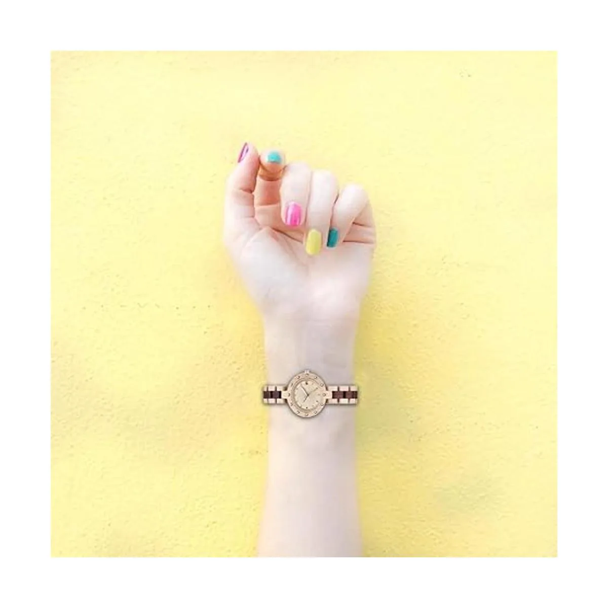 GORBEN Reloj de pulsera de madera de bambú para mujer_4