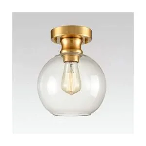 AXILAND Lámpara de techo dorada con pantalla de cristal de_1