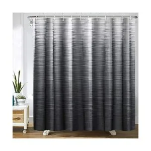 Cortina de ducha de color negro y gris para baño