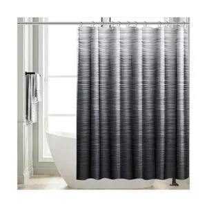 Cortina de ducha de color negro y gris para baño