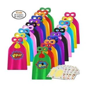 Juego de 20 capas y máscaras de superhéroe para niños con_2