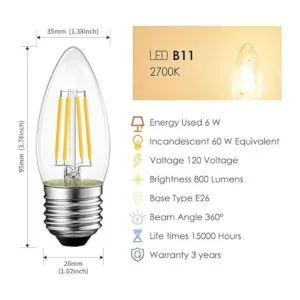 LVWIT Bombillas LED de Candelabro regulable B11 Filamento_3