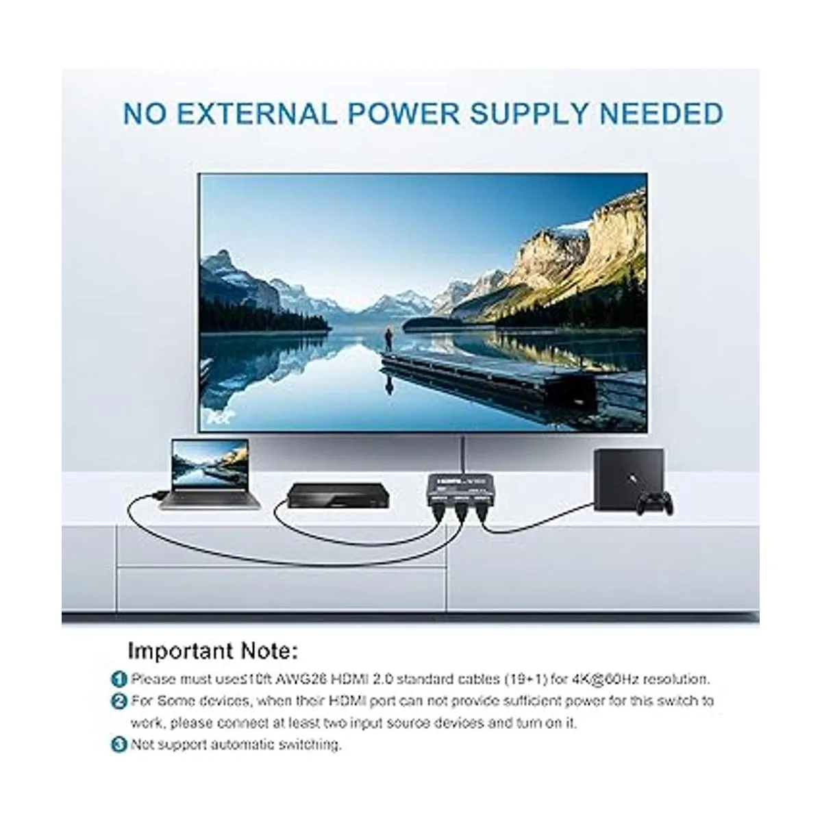 Interruptor HDMI 4K 60Hz de 3 puertos avedio Links_5