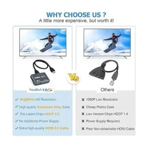 Interruptor HDMI 4K 60Hz de 3 puertos avedio Links_2
