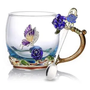 Taza de té de flor taza de té taza de café de vidrio