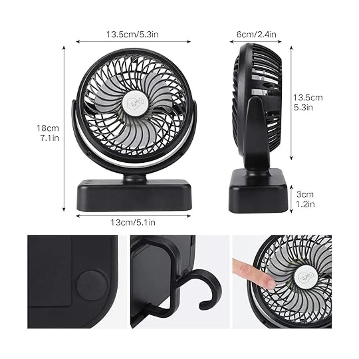 REENUO Ventilador de campamento de 5000 mAh con luces LED_6