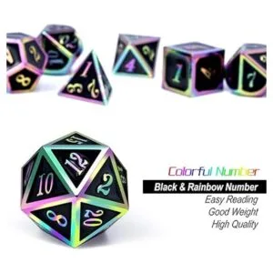DND Juego de 7 dados metálicos Número de arco iris con_4