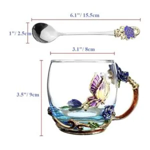 Taza de té de flor taza de té taza de café de vidrio