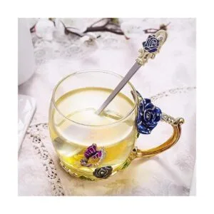 Taza de té de flor taza de té taza de café de vidrio