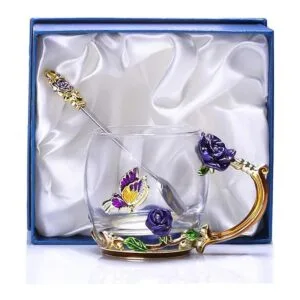 Taza de té de flor taza de té taza de café de vidrio