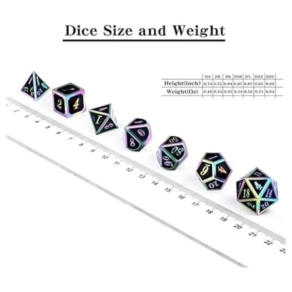 DND Juego de 7 dados metálicos Número de arco iris con_5