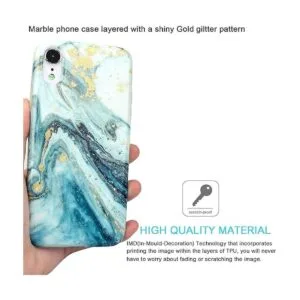 JIAXIUFEN Funda para iPhone XR con purpurina dorada_2