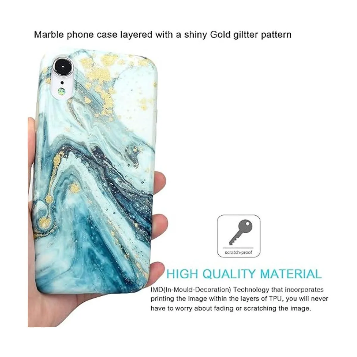 JIAXIUFEN Funda para iPhone XR con purpurina dorada_2