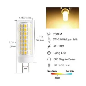 GY8.6 Bombilla LED G8 de 7 W repuesto de bombilla