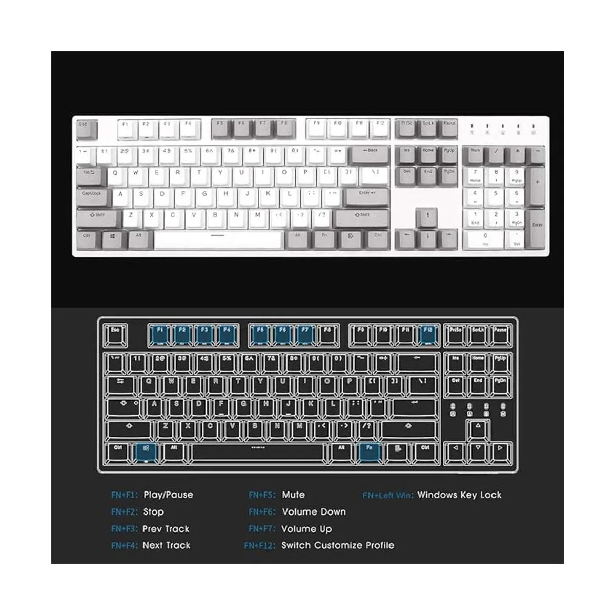 Durgod Teclado mecánico Taurus K310 104 teclas de tamaño