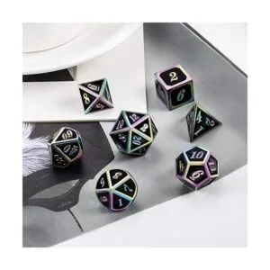 DND Juego de 7 dados metálicos Número de arco iris con_6