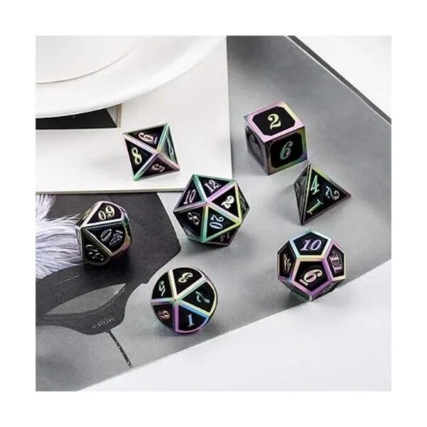 DND Juego de 7 dados metálicos Número de arco iris con_6