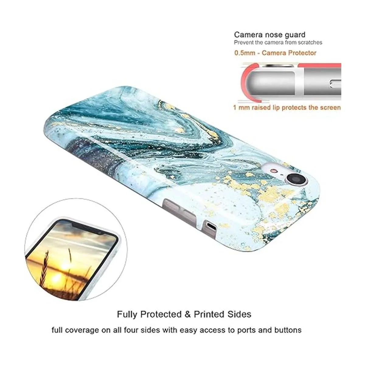 JIAXIUFEN Funda para iPhone XR con purpurina dorada_3