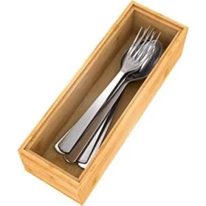 Organizador de cajones de bambú bandeja apilable para_1