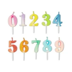 Blue Panda Velas de número 0 9 con portavelas 34