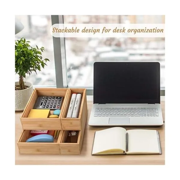 Organizador de cajones de bambú bandeja apilable para_6