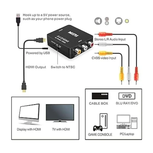 ABLEWE 1080P Mini RCA compuesto CVBS adaptador de_6