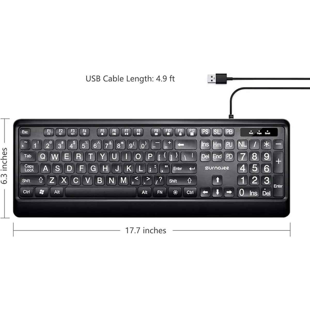 SurnQiee Teclado de impresión de letras grandes 104_2