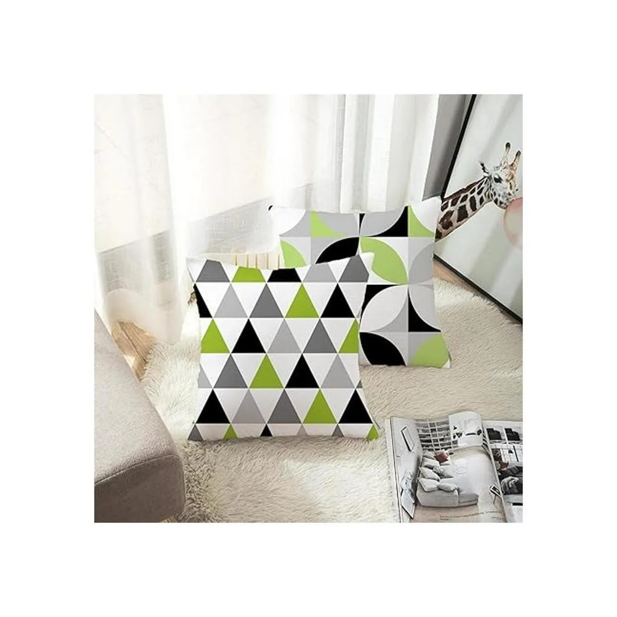 ArtSocket Juego de 4 fundas de almohada de color verde_4