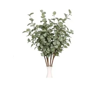 6 piezas de tallos artificiales verdes de hojas de_5