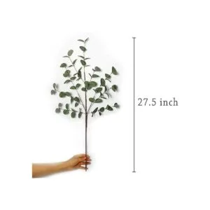 6 piezas de tallos artificiales verdes de hojas de_2