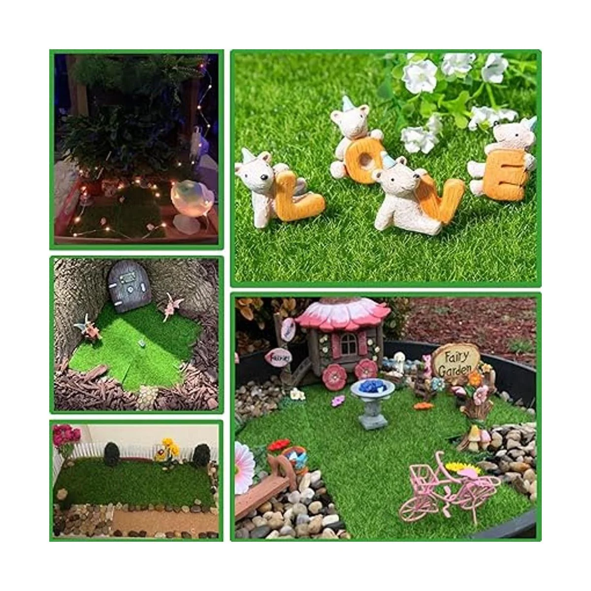 KISEER Paquete de 6 césped artificial en miniatura de 6 x
