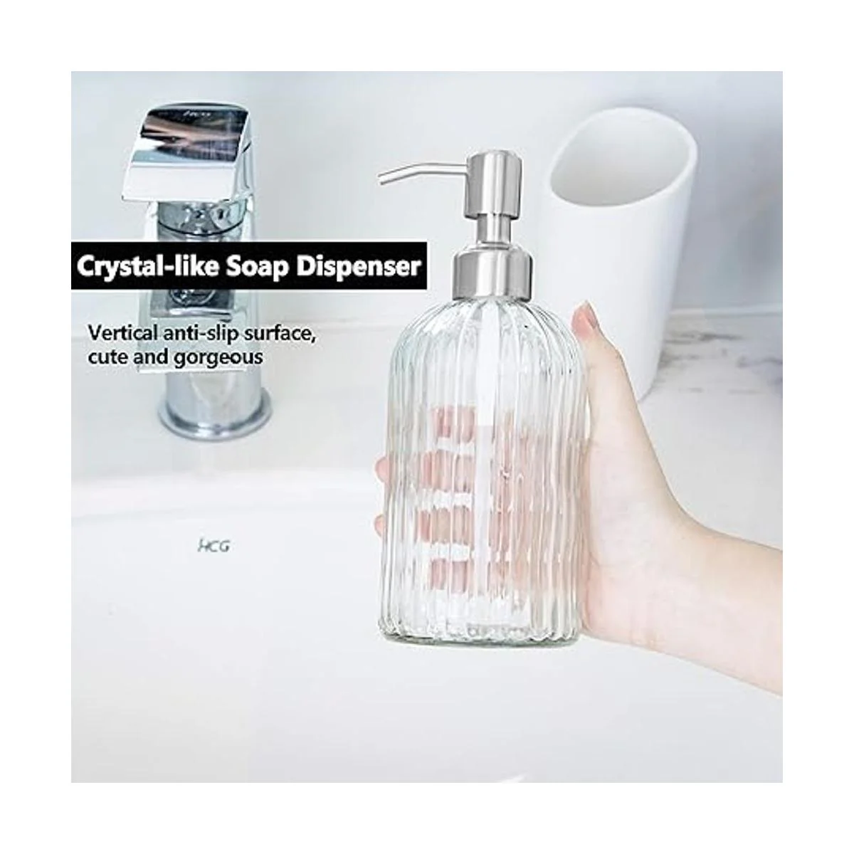 EasyTang Dispensador de jabón de vidrio transparente de 18_2