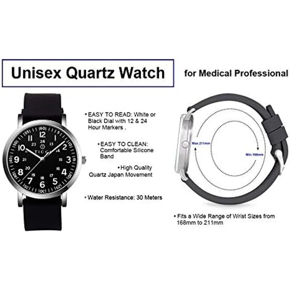 TICCI Reloj unisex de cuarzo para hombre y mujer números_2