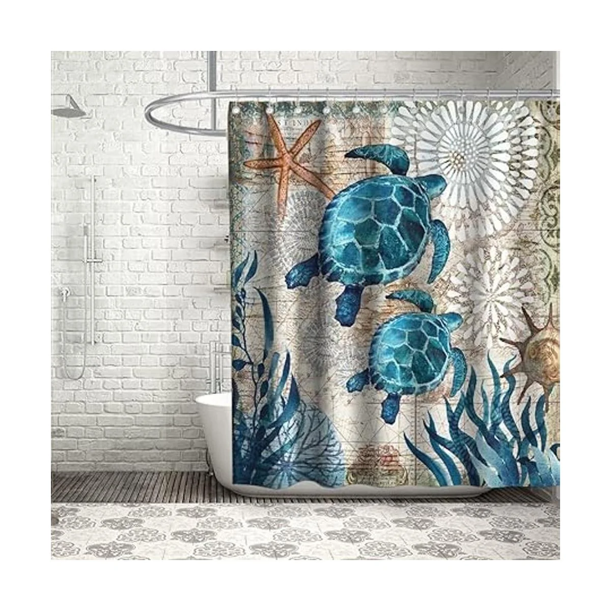 Final Friday Cortina de ducha con diseño de tortugas_2