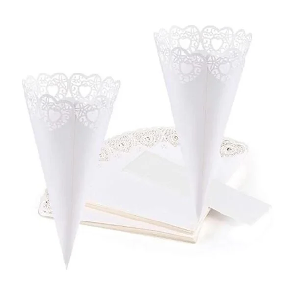GWHOLE 100 piezas de confeti corazón pétalo cono para boda_1