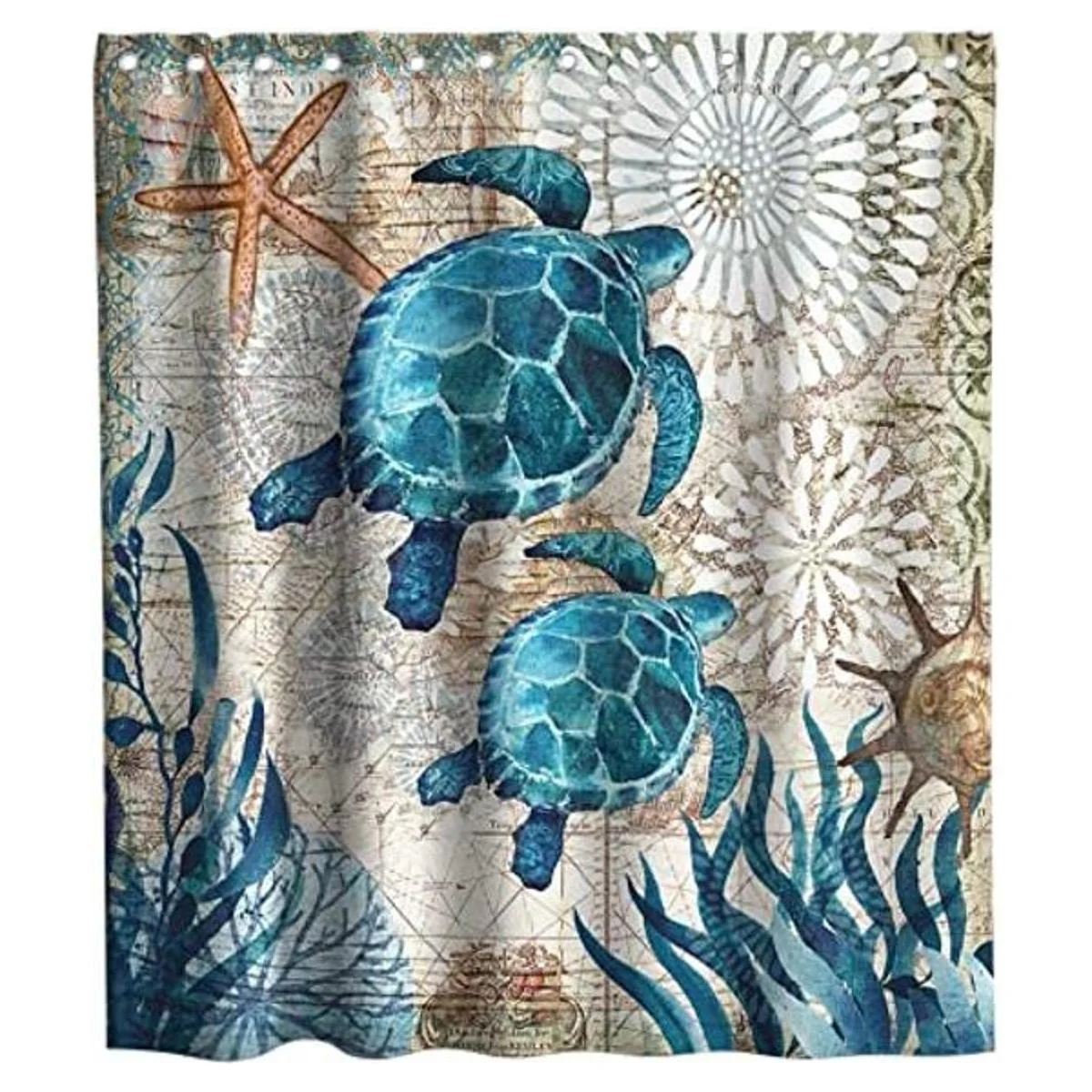 Final Friday Cortina de ducha con diseño de tortugas_1