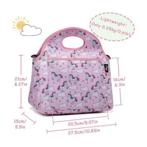 KASQO Lonchera de neopreno para niñas con bolsillo_4