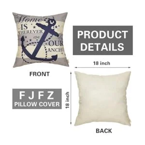 Fjfz Funda de almohada decorativa de granja náutica de 18