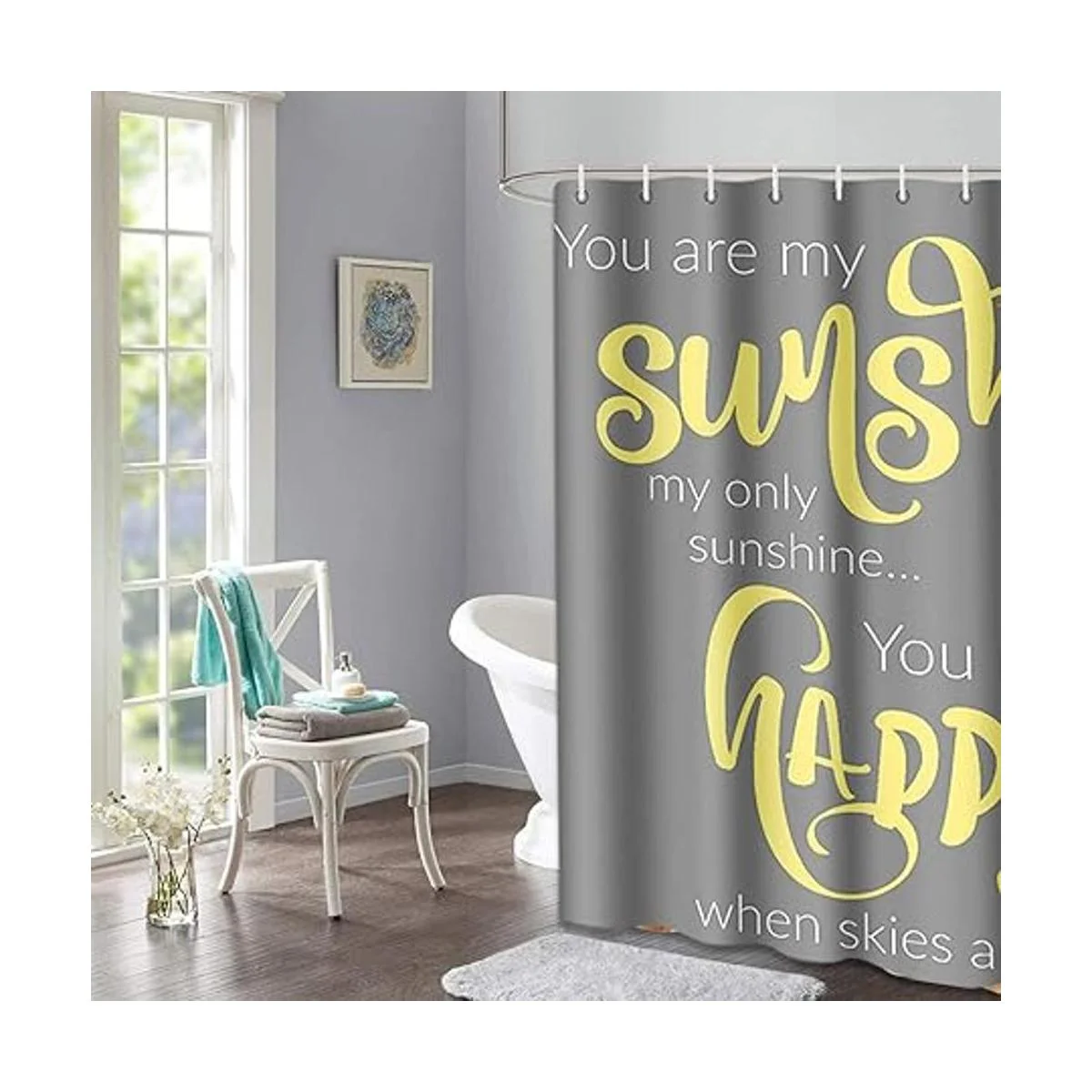Semtomn Cortina de ducha You are My Sunshine amarillo_4
